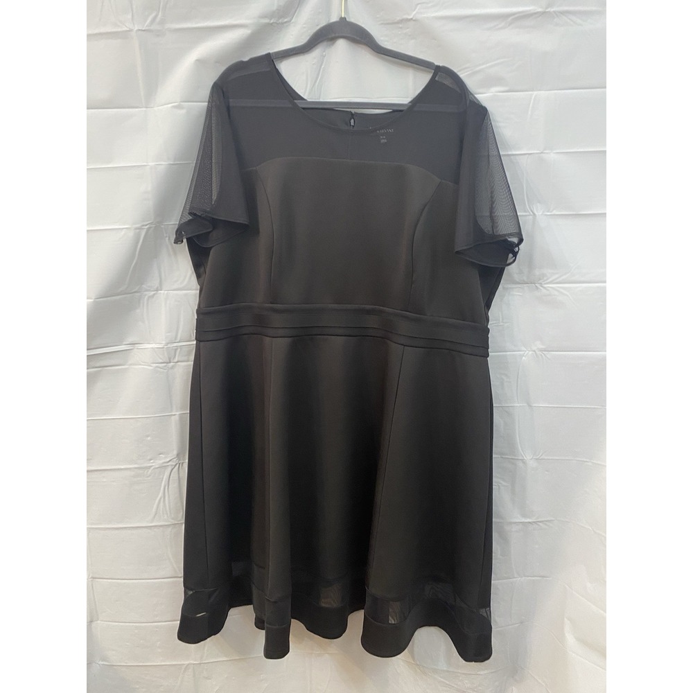 Lane Bryant Illusion Black Scuba Fit & Flare Dress Mesh Accents  Size‎ 26/28